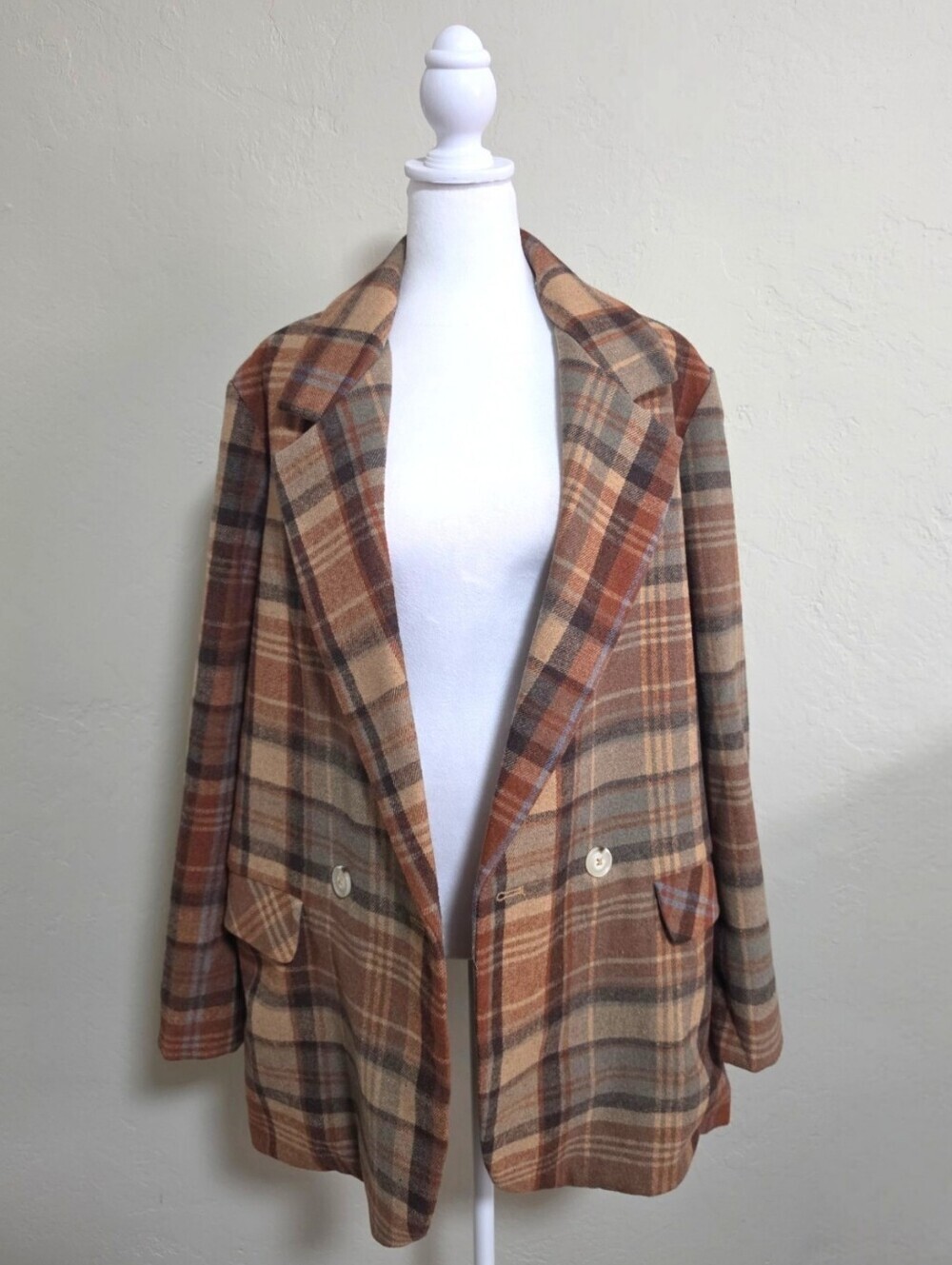 Free People Mari Plaid Blazer Coat In Winter Wheat L, Autumn Style, Oversized - Picture 8 of 16
